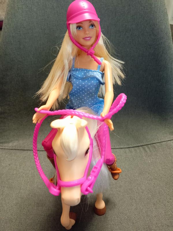 Barbie Famille poupée aux genoux articulés et son Cheval blanc