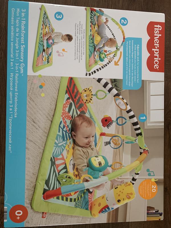 Fisher-Price Tapis Sensoriel Bébé 3-en-1 dès 3 Mois, Tapis D'éveil