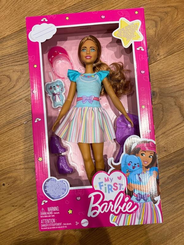 Barbie - Ma Première Barbie, Poupée Pour Tout-Petits, Ma Première Barbie  Poupée Teresa, 34 Cm, Brune Avec Lapin En Peluche, Accessoires, Corps Doux  Et