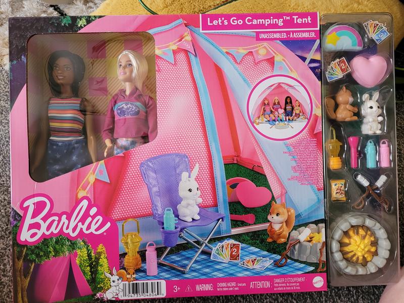 Barbie It Takes Two Camping Playset with Tent, 2 Barbie Dolls & 20 Pieces  Including Animals, Telescope & Accessories, Toy for 3 Year Olds & Up