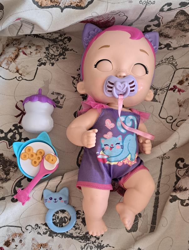 Snack & Snuggle Baby Kitten Interactive Purple Doll(12-in) with 20+ Sounds  and 5 Accessories, Great Gift for Kids Ages 3Y+