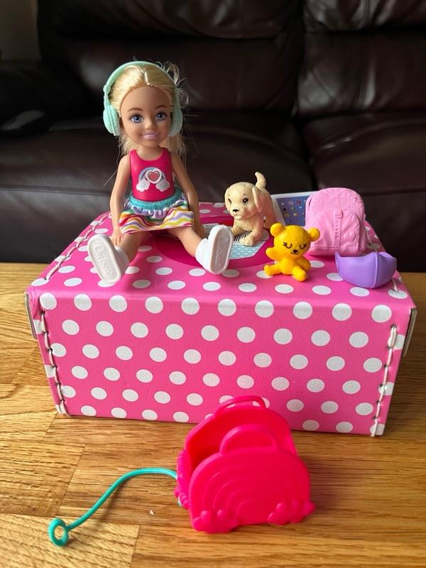 Barbie chelsea doll and online travel set with puppy