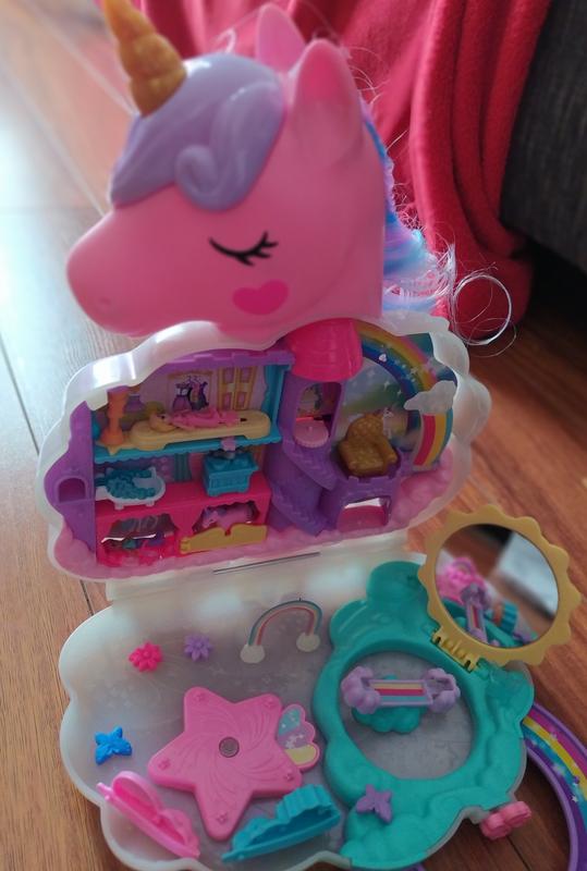 Polly Pocket Salone di Bellezza Unicorno Arcobaleno Playset con 2 mini  bambole, testa pettinabile e oltre 20 accessori, HKV51