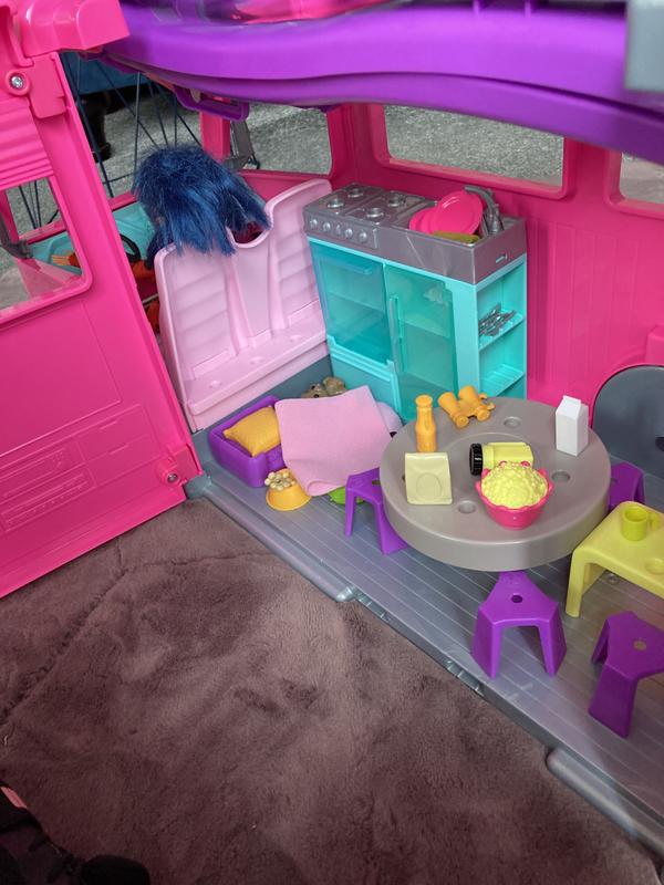  Barbie Camper, Doll Playset with 60 Accessories, 30