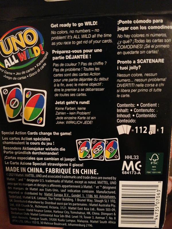 Mattel Spiele Jeux de cartes UNO All Wild