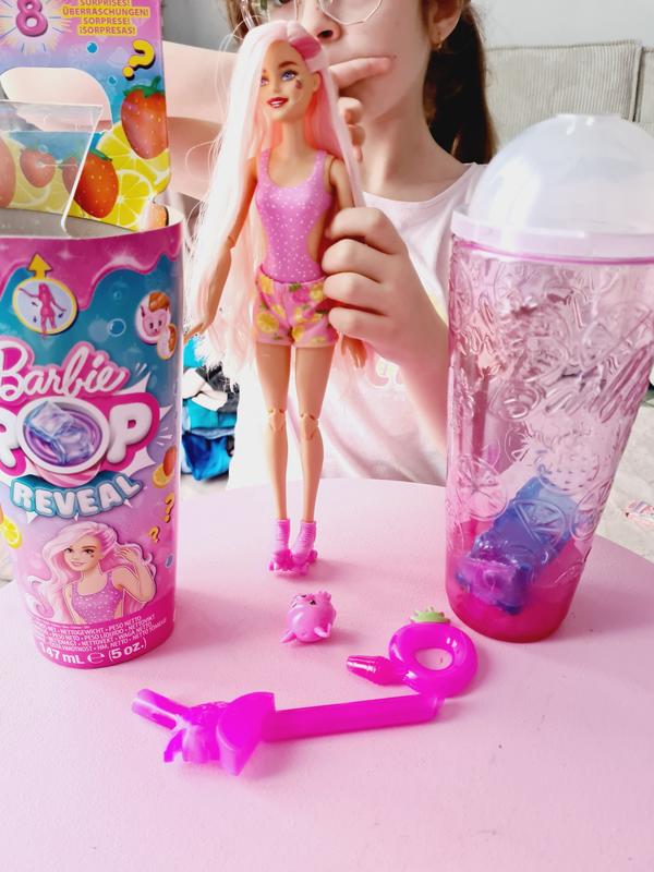 Barbie Pop Reveal Fruit Series Strawberry Lemonade Doll, 8 Surprises  Include Pet, Slime, Scent & Color Change : Target