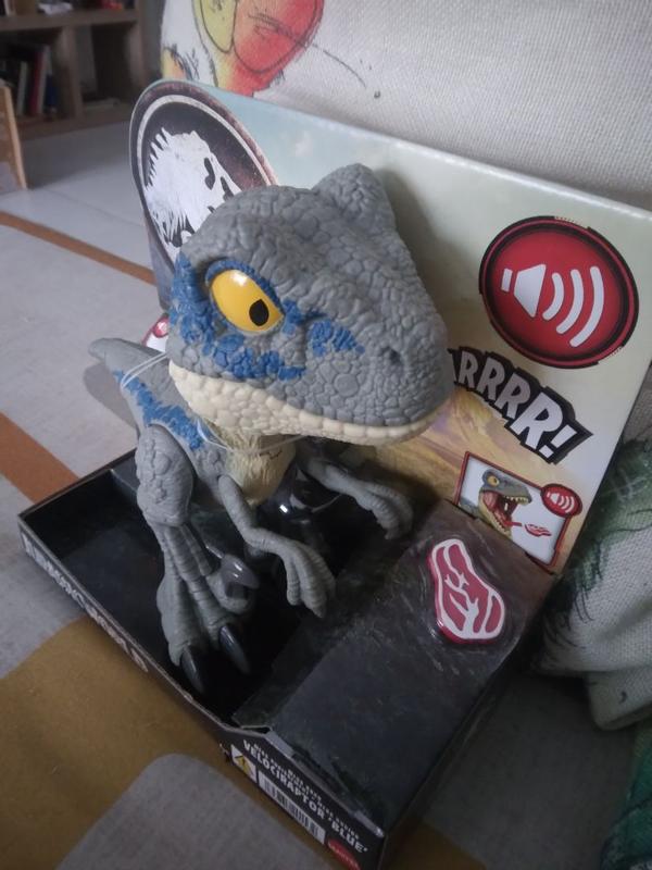 JURASSIC WORLD MEGA ROAR Velociraptor Blue Mattel