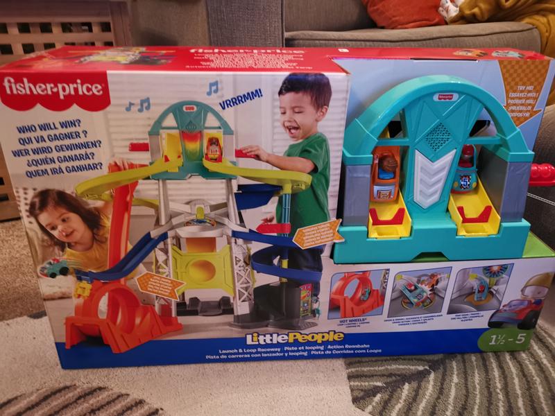 Fisher-Price Little People - Juego para niños pequeños, Hot Wheels Racing,  circuito de torre, pista de carreras con rampa de acrobacias y sonidos para