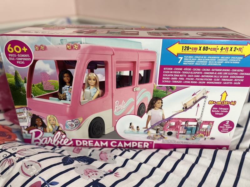 Barbie - Camper dei Sogni, Veicolo con Scivolo e Piscina e 7 Aree