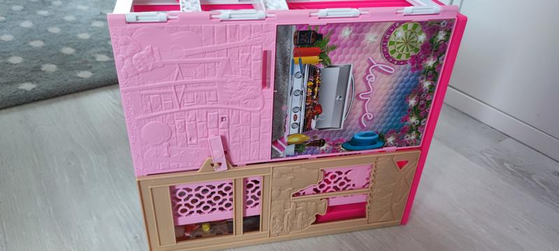 Barbie Casa 2 pisos Casa amueblada para muñecas de juguete, incluye muñeca  rubia y accesorios - JUGUETES PANRE