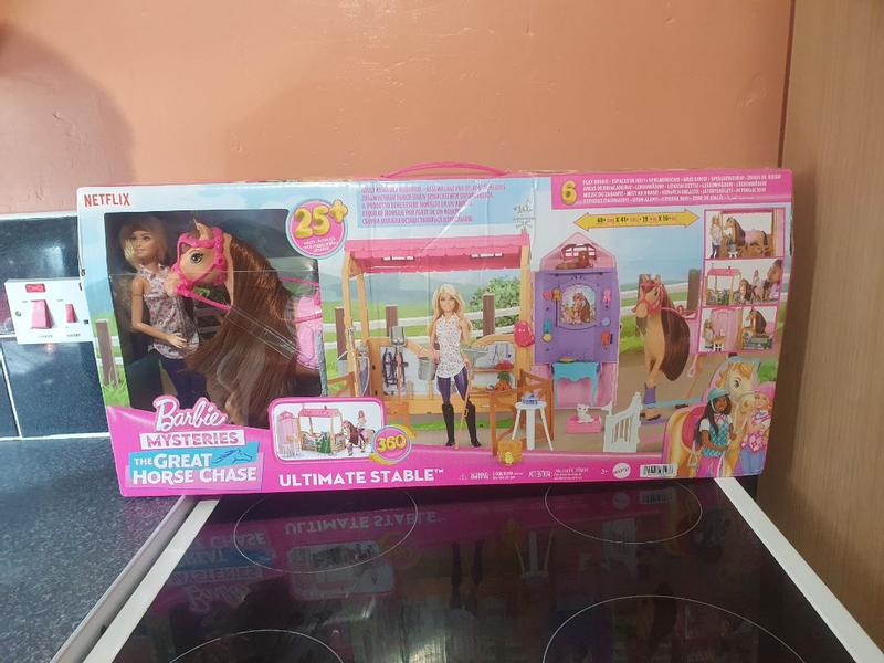 Barbie Mysteries The Great Horse Chase Ultimate Stable Playset Dolls Accessories George at ASDA