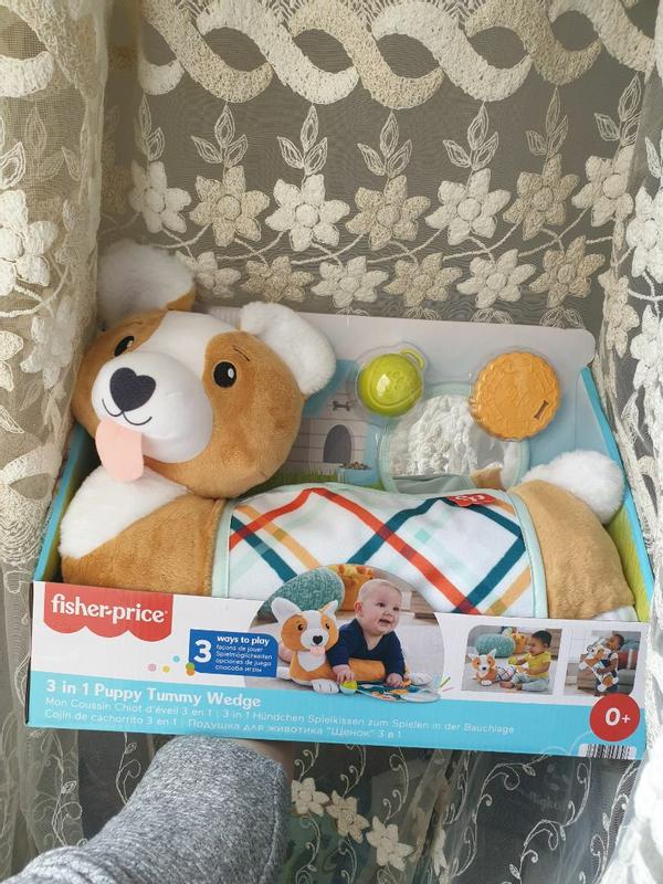 Fisher-Price – Cuscino Corgi Tummy Time 3 in 1, sostiene Il Bambino in 3  Modi Durante Ogni Fase della Crescita: disteso, Seduto, per Gioco di Ruolo;  con 1 specchietto e sonaglino Senza