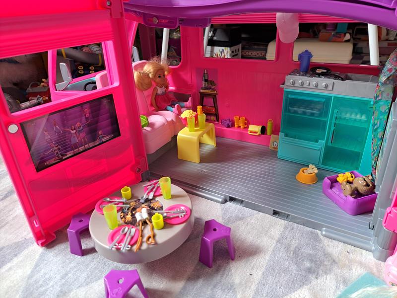 Barbie Camper, Doll Playset with 60 Accessories, 30-Inch-Slide and 7 Play  Areas, Dream Camper