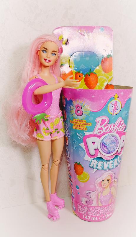 Barbie Pop Reveal Fruit Series Strawberry Lemonade Doll, 8 Surprises  Include Pet, Slime, Scent & Color Change : Target