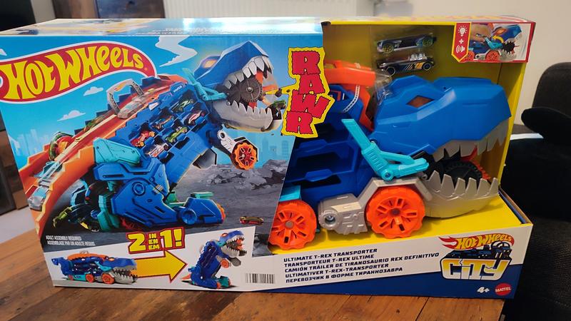 Transporteur de T-Rex Hot Wheels 2-en-1 City Transporteur ultime