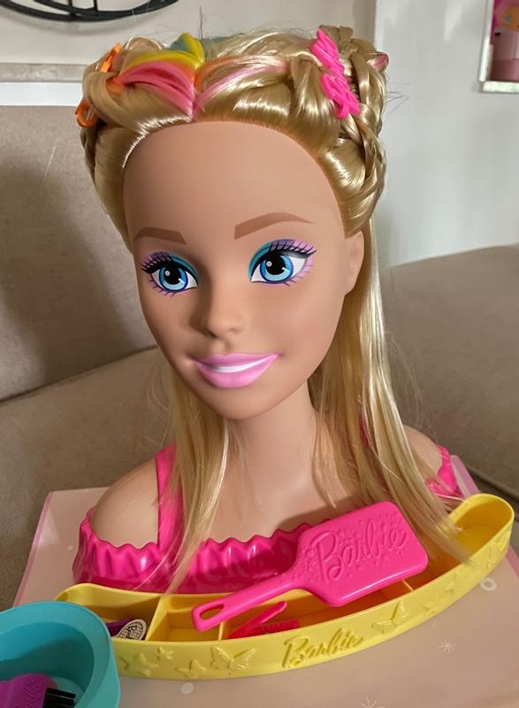 Barbie Tête à coiffer, cheveux blonds, 20 accessoires colorés Âges 3+