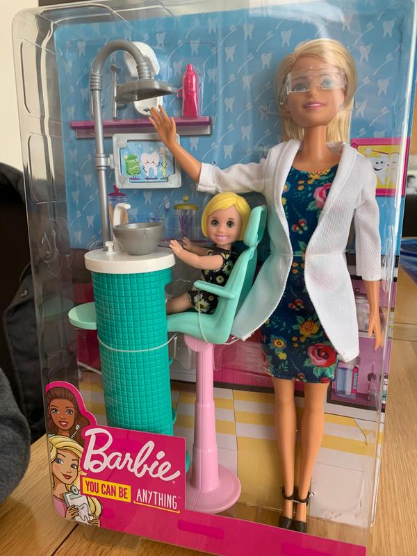 Barbie ​Métiers Coffret Dentiste Avec 2 Poupées, Fauteuil De Dentis