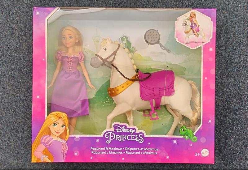 Jouet cheval à poupée Maximus DISNEY Raiponce blanc doré figurine p