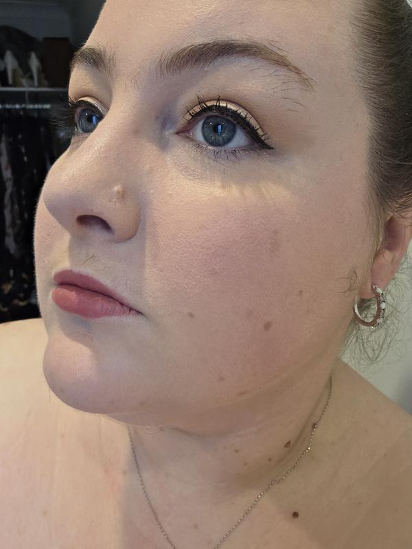Product on cheeks and lips