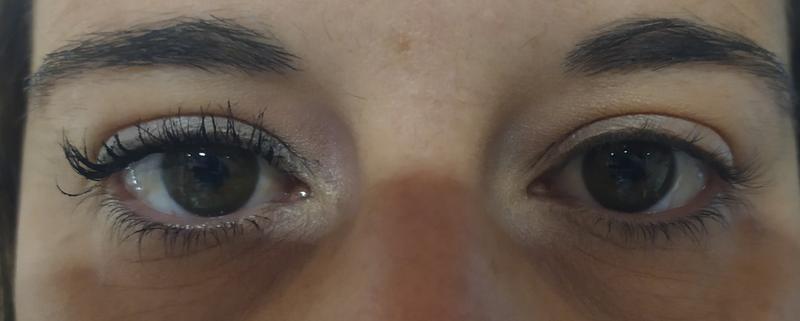 Diferencia Antes y después. Ojo con máscara de pestañas y sin