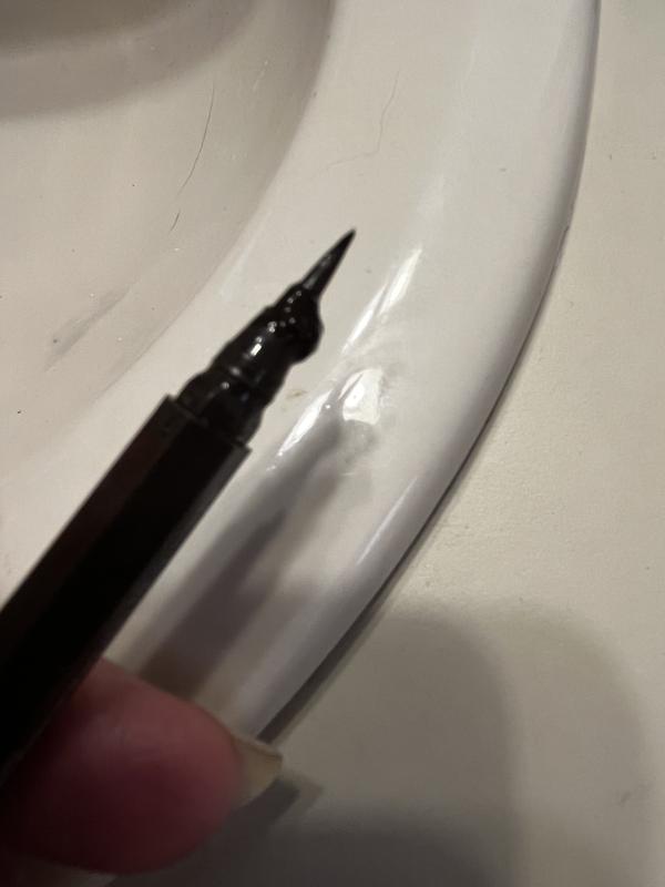 Blob of ink on eyeliner tip