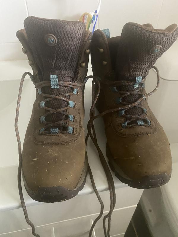 klar ide Hearty Women's Vego Mid Leather (Waterproof) Dark Earth Brittany Blue Boot |  Women's Hiking Boots | Merrell Australia