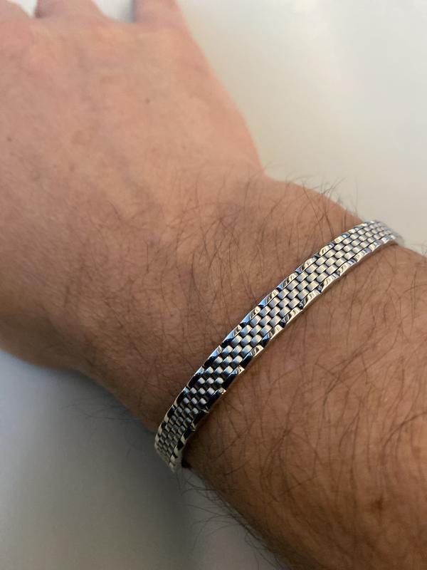 Textured Pattern Cuff Bracelet in Sterling Silver