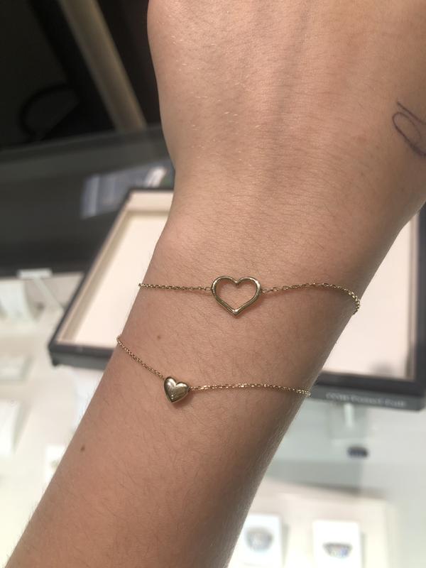 19cm Heart Slider Bracelet in 10kt Yellow Gold