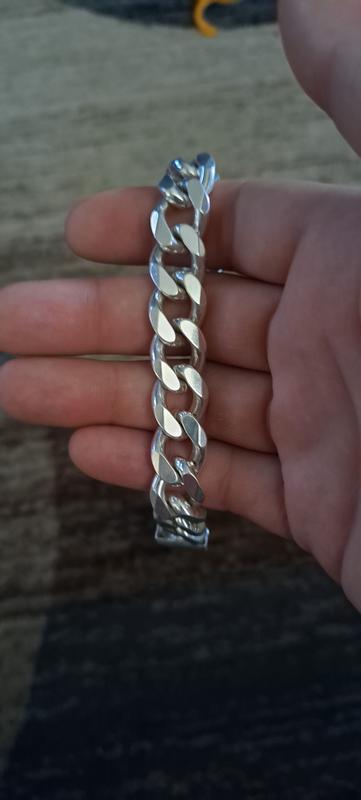 22cm (8.6”) 11.5mm-12mm Width Heavy Curb Chain Bracelet in Sterling Silver