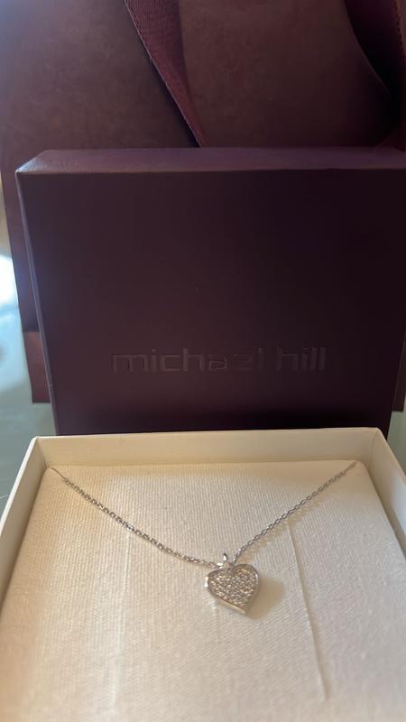 ◆STONEHENgE◆ Silver Heart Cubic Necklace SC24D02E Cubic Zirconia Closed Heart Pendant Necklace in Sterling Silver