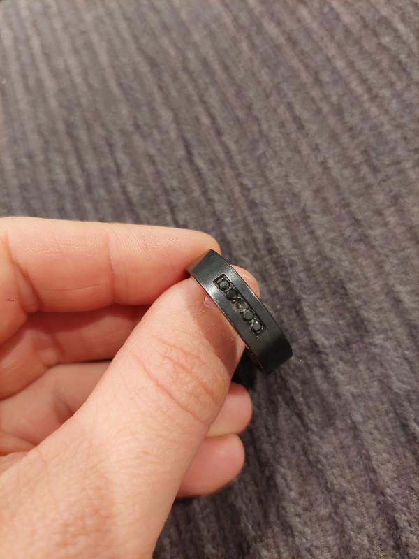 6mm Black Titanium Ring with Enhanced Black Diamonds