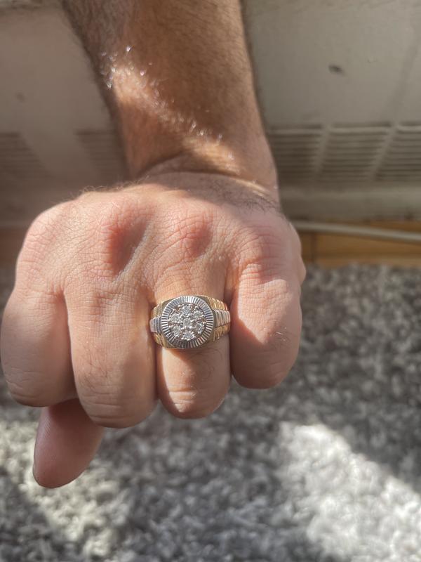 Men s Ring with 1 4 Carat TW of Diamonds in 10kt Yellow White Gold