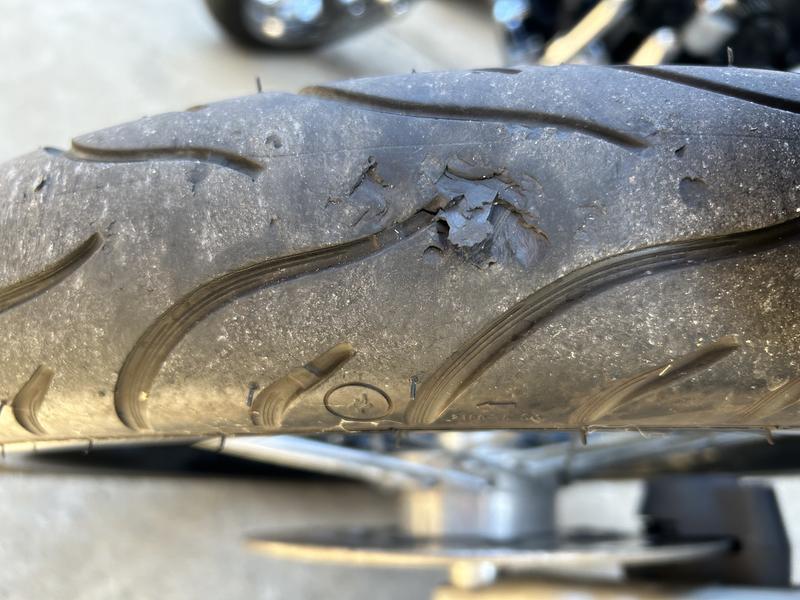 Tread missing chunks of rubber