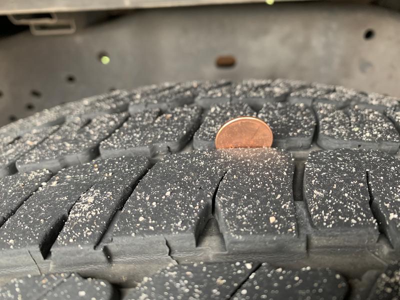 Lots of tread left at 55000 use. Because I did rotate them!