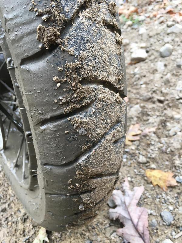 Rear tire, just feet out of the long patch of deep mud we went through