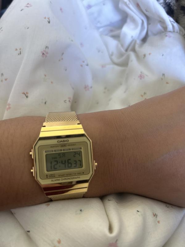 Casio Casio Gold Vintage Digital Watch With Stainless Mesh Band A700WMG 9A  | MYER