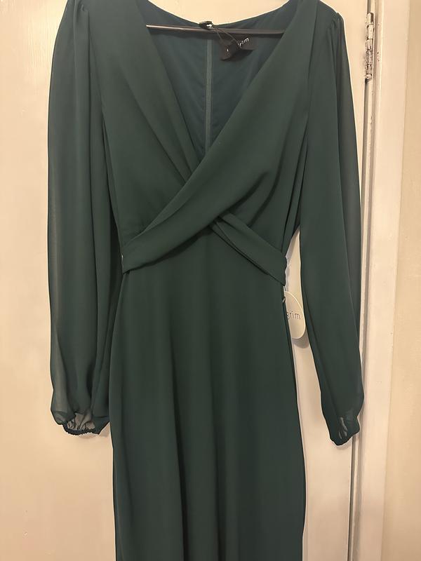 express green wrap dress Baltic Born Womens Katelyn Velvet Maxi Wrap Dress | Deep Green main image 0