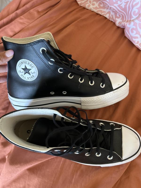 Converse Chuck Taylor All Star Black Leather Platform Sneakers MYER