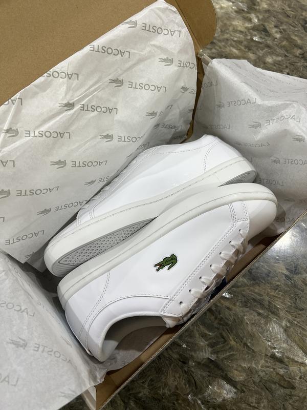 Lacoste Straightset Leather Trainer Sneaker in White | MYER
