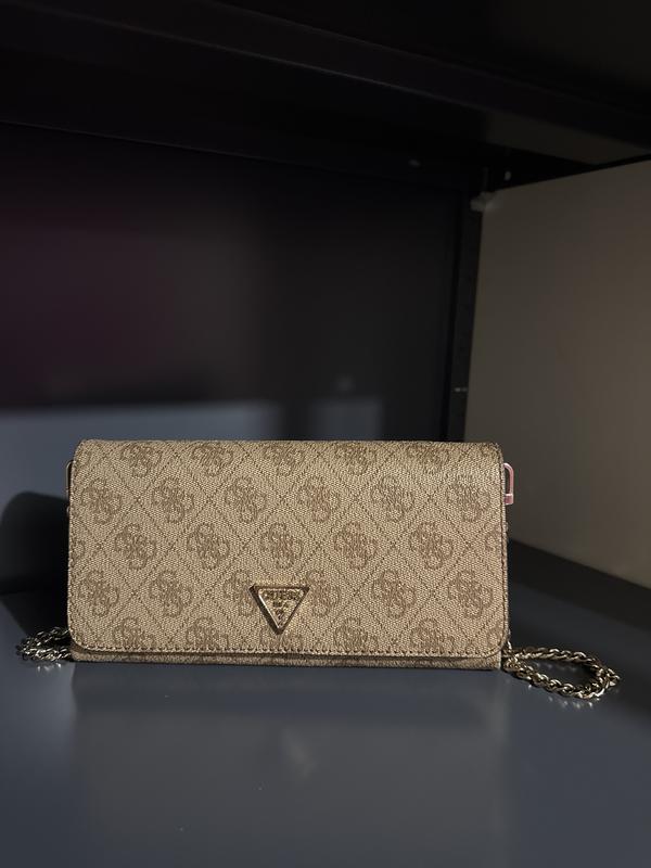GUESS Noelle II Borsa A Tracolla Camera Bag: Colore Latte Logo/Marrone, Dimensioni 20x13x7 Cm, In Poliuretano - 4