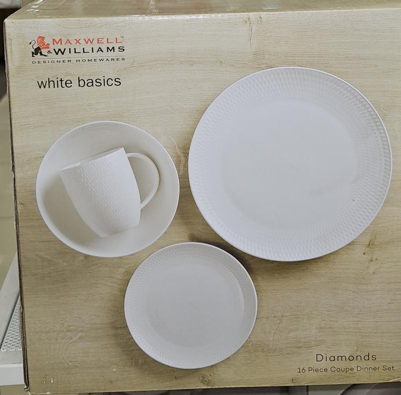 Maxwell Williams Basics Diamonds Gift Boxed Dinner Set 12 Piece in White MYER