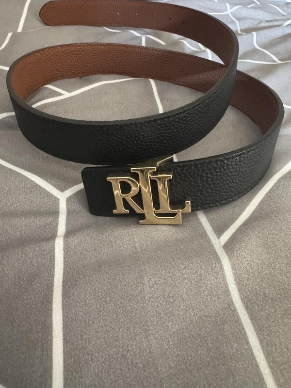 Lauren Ralph Lauren Logo Reversible Pebbled Leather Belt in