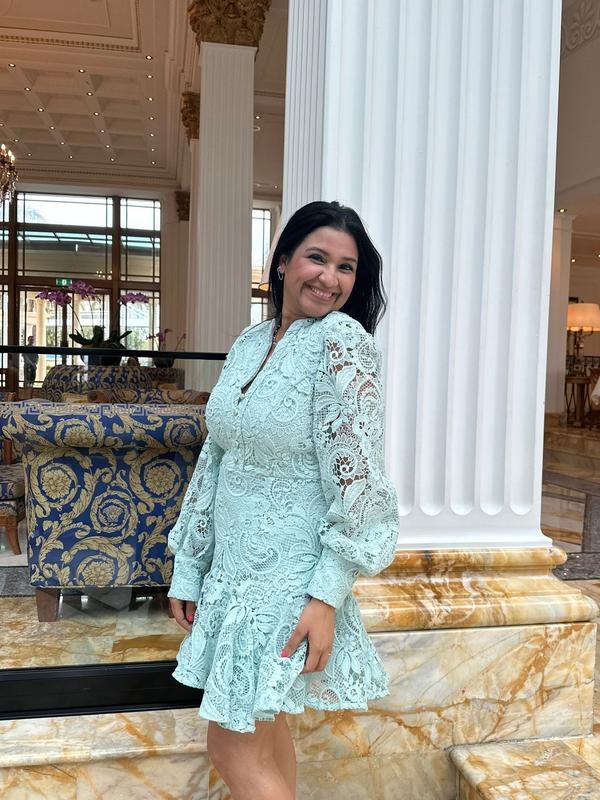 Forever New Iris Lace Mini Dress in Green | MYER