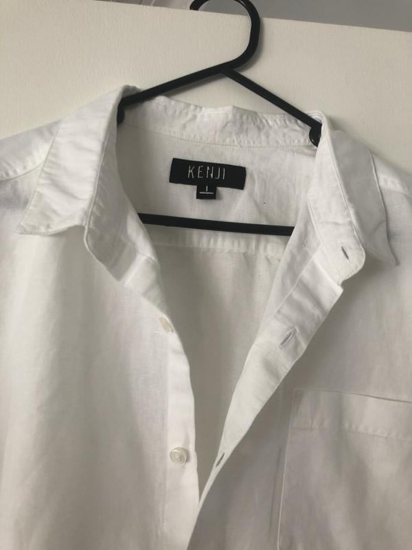 Kenji Lovejoy Linen Blend Short Sleeve Shirt White