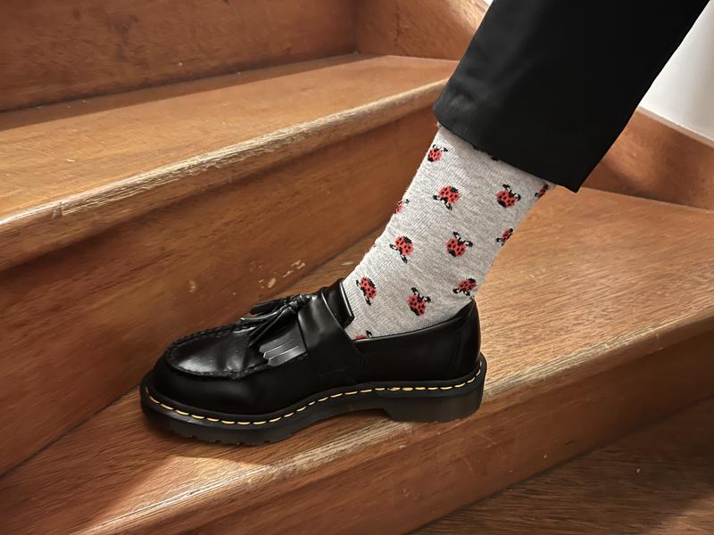 Dr Martens Adrian Yellow Stitch Tassle Loafers in Black MYER