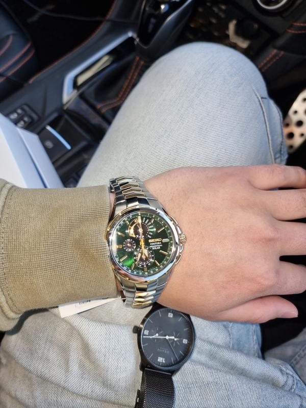 Seiko Coutura Perpetual Silver Gold Stainless Steel Chronograph