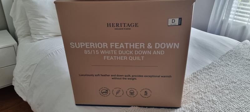 Heritage 85 15 Duck Down Feather Quilt in White MYER