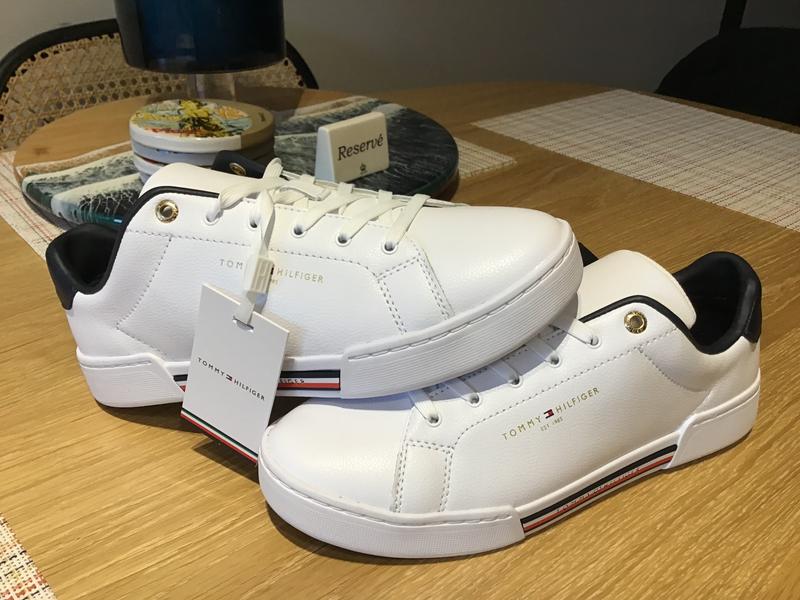 Tommy hilfiger icon stripe leather clearance sneaker