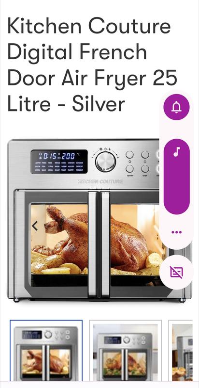 Kitchen Couture 25 Litre Air Fryer Oven French Door Multifunctional Silver