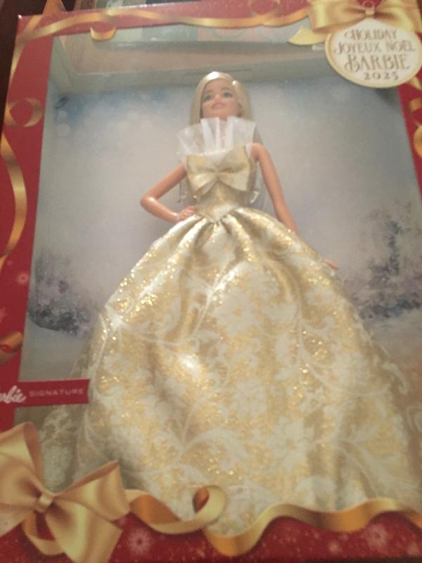 Barbie 2025 Holiday Barbie Blonde with Silver & Gold Gown Doll | MYER